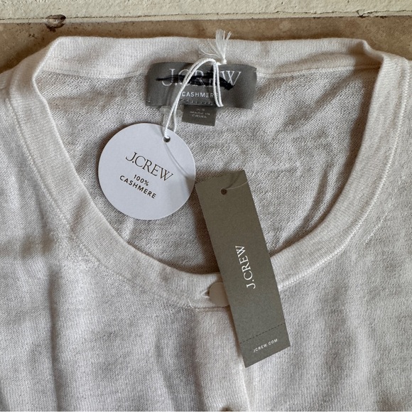 J Crew Featherweight Cashmere Cardigan in Snow Womens Size XS Ivory - Picture 9 of 11